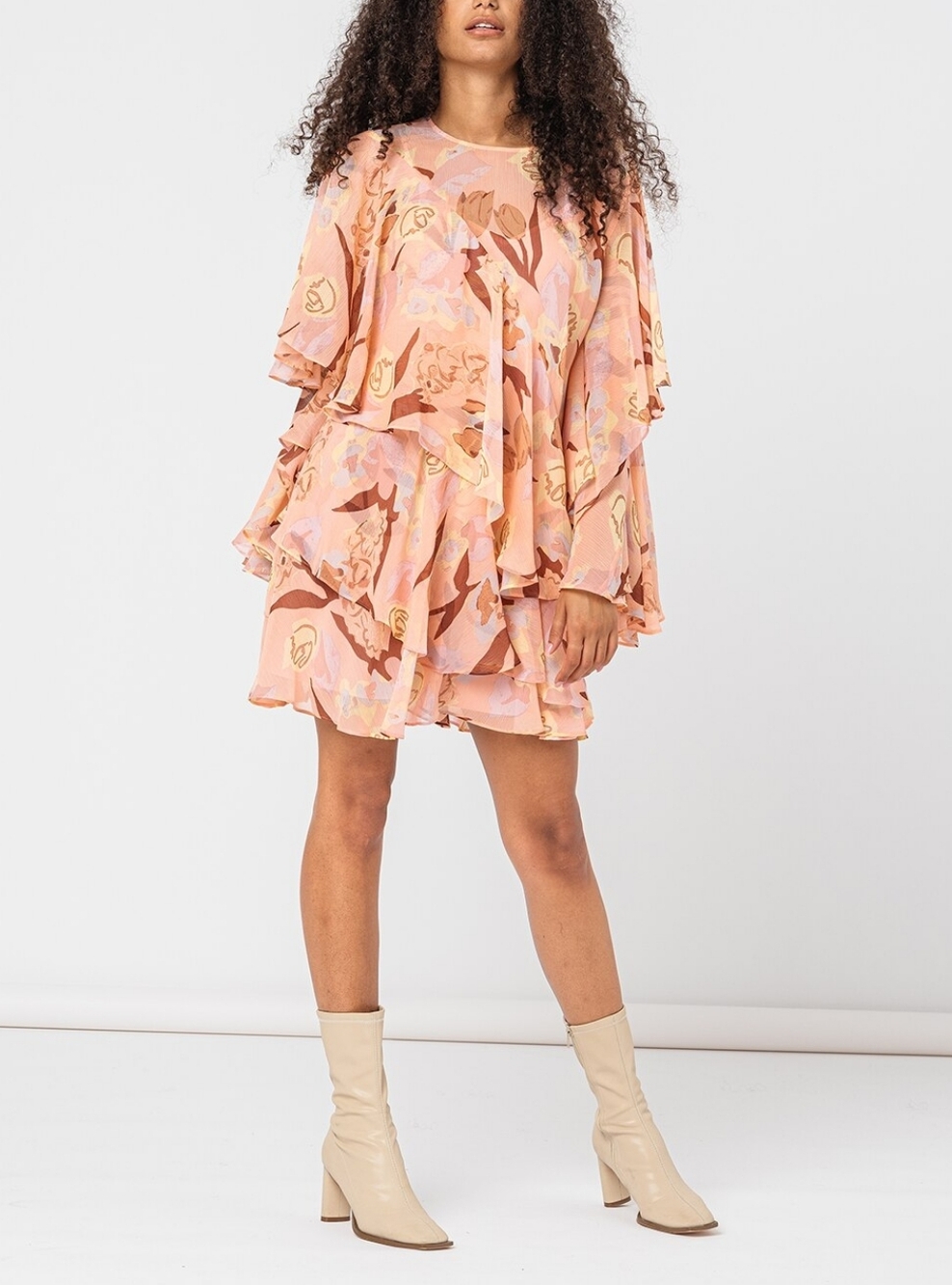 Ted Baker Pegaia Ruffle Long Sleeve Minidress Ted 2 US SZ 6 Resort Whimsy